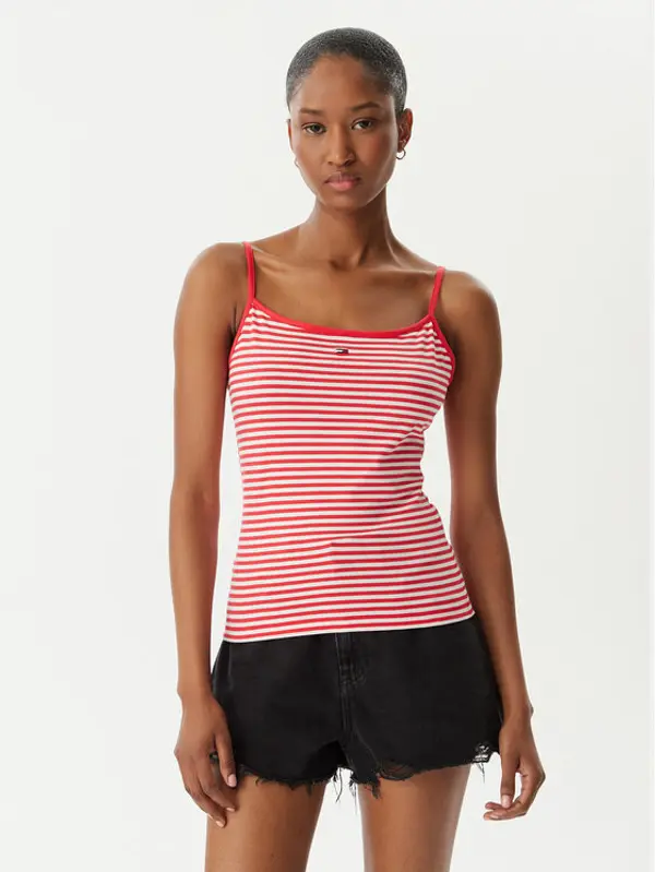 Tommy Jeans Tommy Jeans Top Essential DW0DW20675 Svijetlo crvena Slim Fit