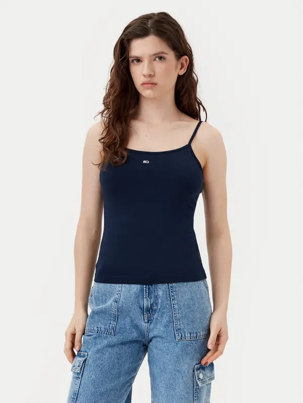 Tommy Jeans Tommy Jeans Top Essential DW0DW20675 Tamnoplava Slim Fit