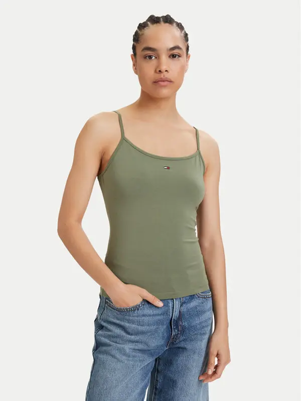 Tommy Jeans Tommy Jeans Top Essential DW0DW20675 Zelena Slim Fit
