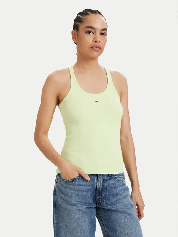 Tommy Jeans Tommy Jeans Top Racerback DW0DW22264 Svijetlo zelena Slim Fit