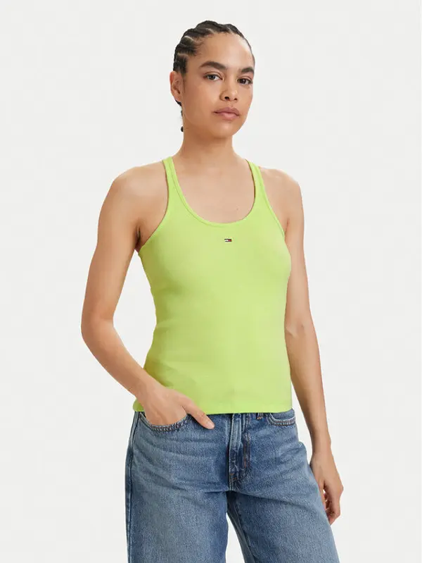 Tommy Jeans Tommy Jeans Top Racerback DW0DW22264 Svijetlo zelena Slim Fit