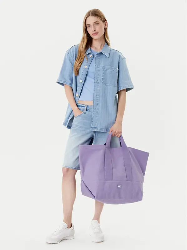 Tommy Jeans Tommy Jeans Torbica Tjw Tote Edition Canvas AW0AW17542 Ljubičasta