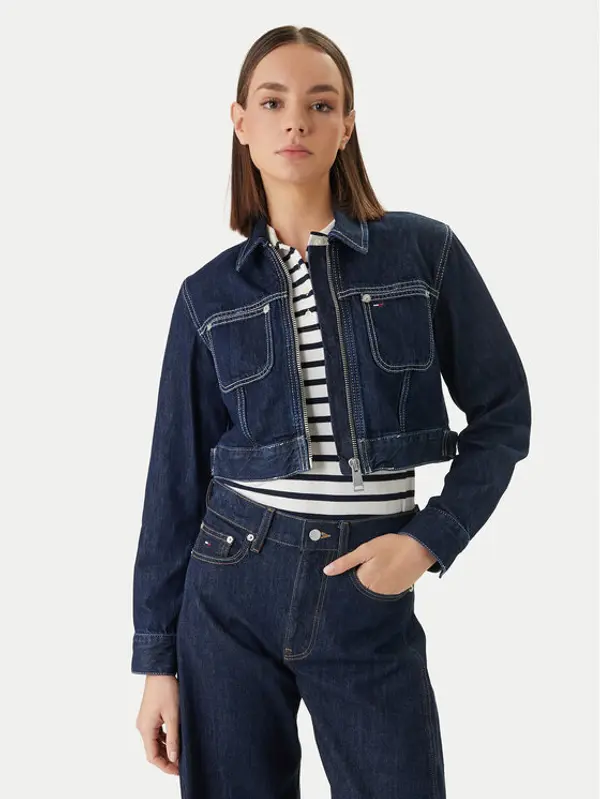 Tommy Jeans Tommy Jeans Traper jakna DW0DW22384 Tamnoplava Straight Fit