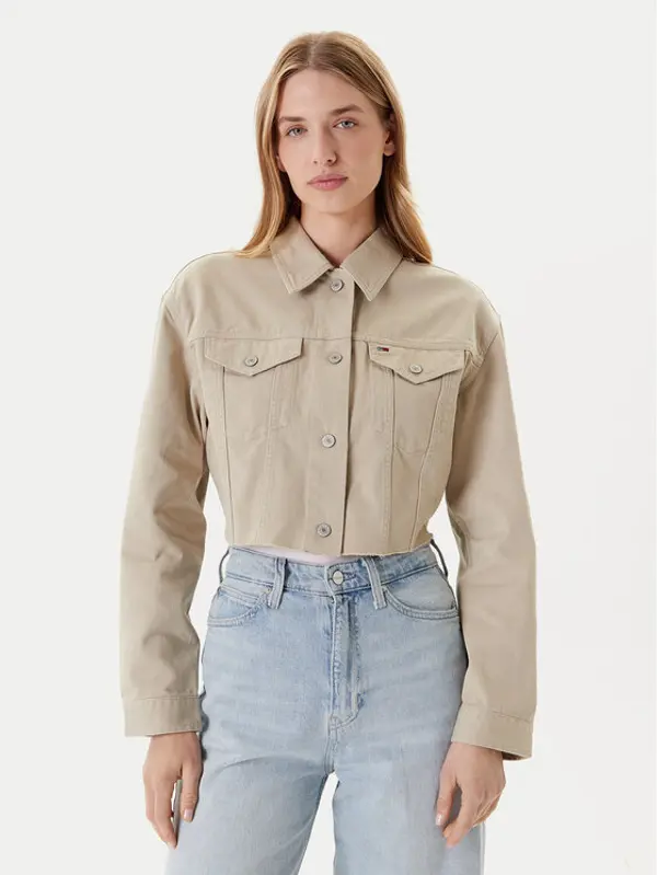 Tommy Jeans Tommy Jeans Traper jakna Flag DW0DW21431 Bež Regular Fit