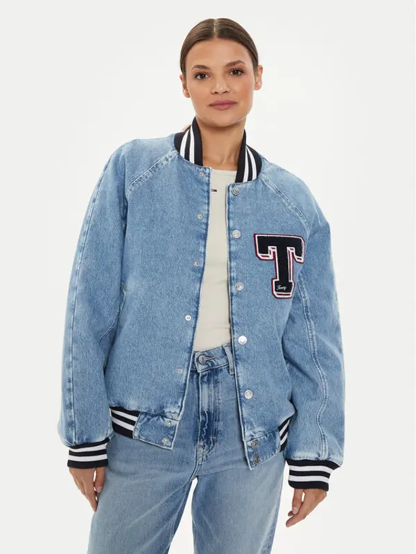 Tommy Jeans Tommy Jeans Traper jakna Letterman DW0DW18202 Plava Oversize