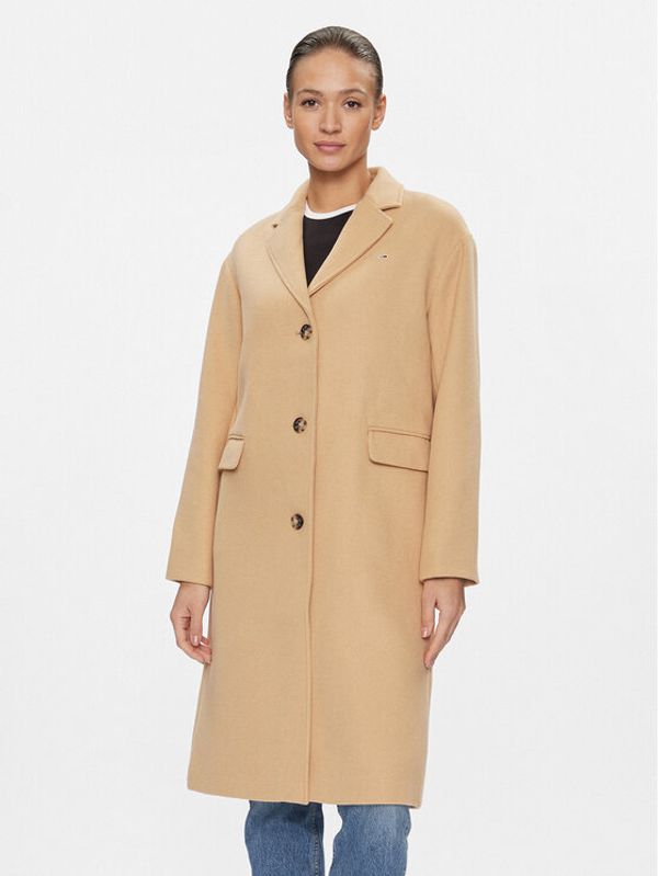 Tommy Jeans Tommy Jeans Vuneni kaput DW0DW17232 Bež Relaxed Fit