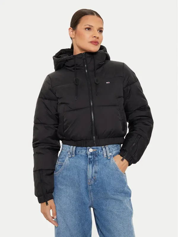 Tommy Jeans Tommy Jeans Zimska jakna DW0DW18313 Crna Cropped Fit