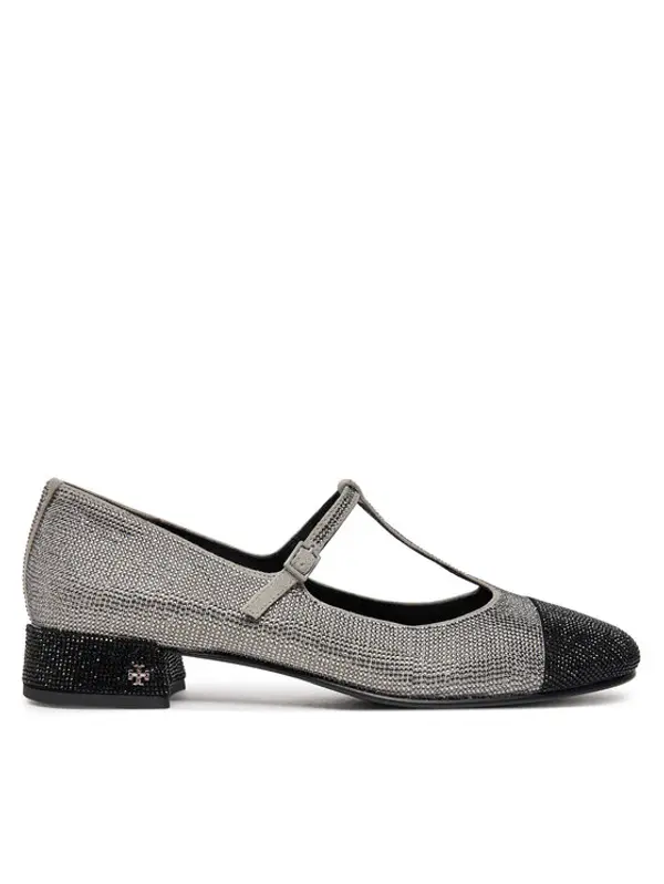 TORY BURCH Tory Burch Balerinke Cap-Toe T-Strap Pave Heeled 159830 Srebrna