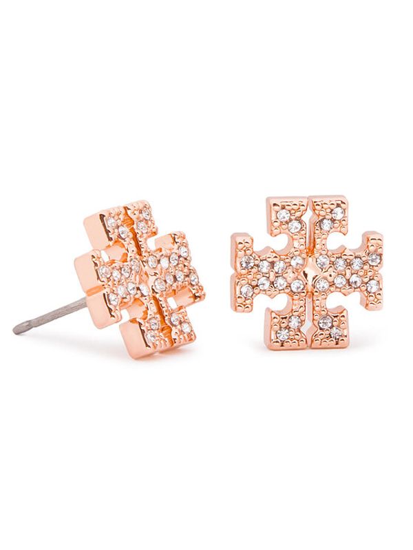 Tory Burch Tory Burch Naušnice Crystal Logo Stud Earring 53423 Ružičasta