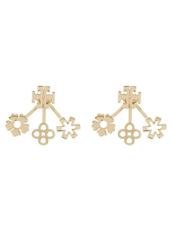 Tory Burch Tory Burch Naušnice Kira Clover Front-Back Earring 160178 Zlatna