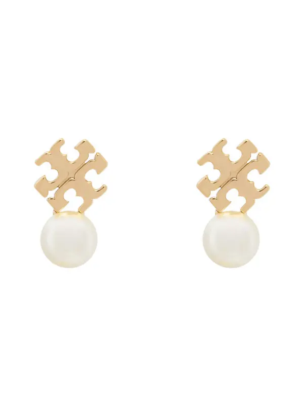 TORY BURCH Tory Burch Naušnice LOGO AND PEARL STUD EARRINGS 184421 Zlatna