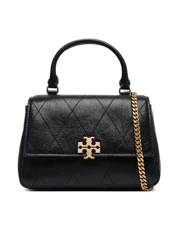 TORY BURCH Tory Burch Torbica Charlie Quilted Mini Top Handle Chain Wallet 186032 Crna