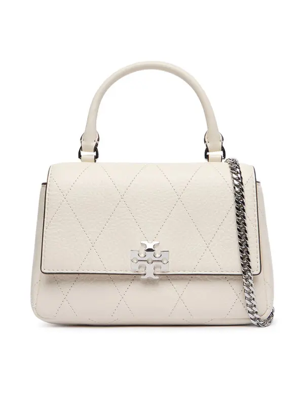 TORY BURCH Tory Burch Torbica Charlie Quilted Mini Top Handle Chain Wallet 186032 Krem