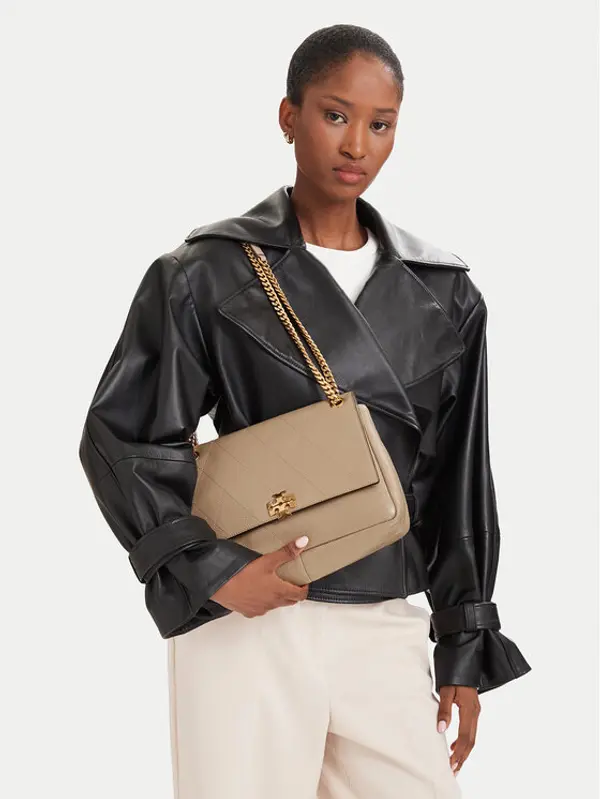 TORY BURCH Tory Burch Torbica Charlie Quilted Shoulder Bag 185828 Krem