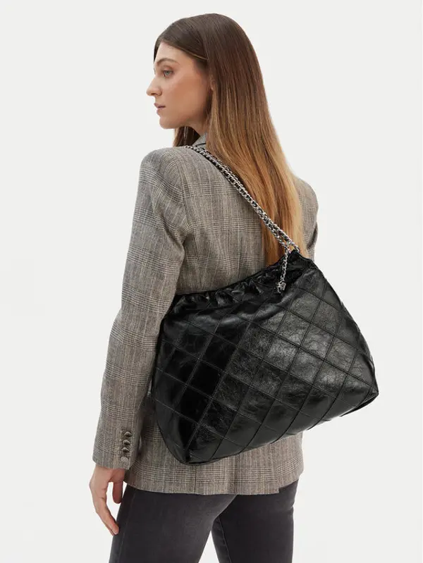 TORY BURCH Tory Burch Torbica Fleming Soft Distressed Hobo Bag 165170 Crna