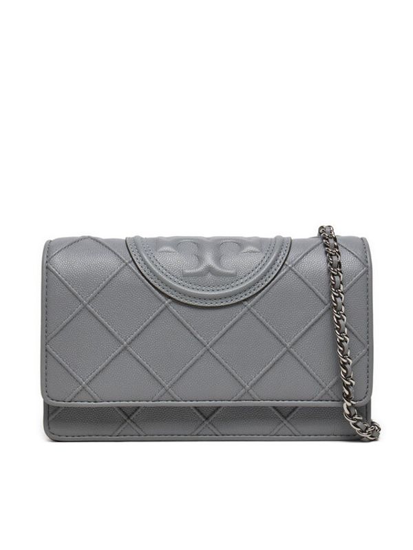 Tory Burch Tory Burch Torbica Fleming Soft Polished Grain Chain Wallet 158604 Siva