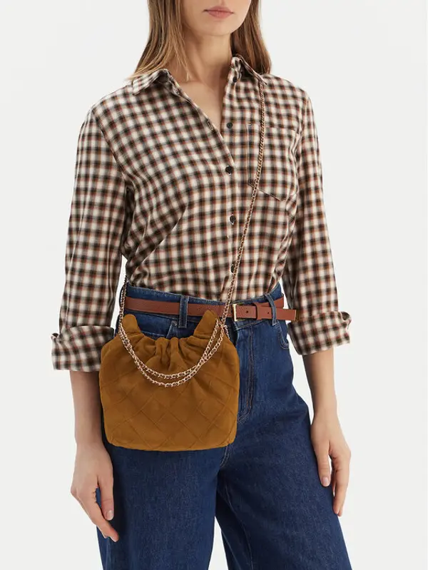 TORY BURCH Tory Burch Torbica Fleming Suede Mini Hobo Bag 166066 Smeđa