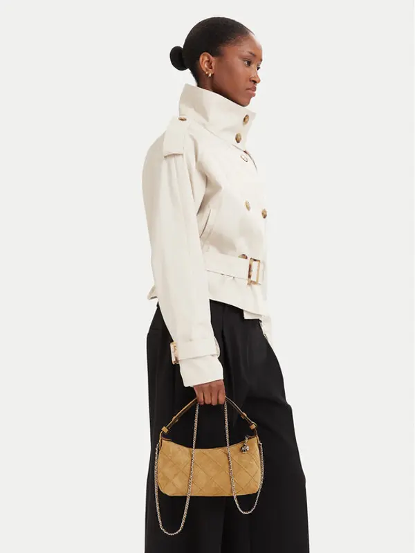 TORY BURCH Tory Burch Torbica Fleming Suede Pochette 185797 Krem