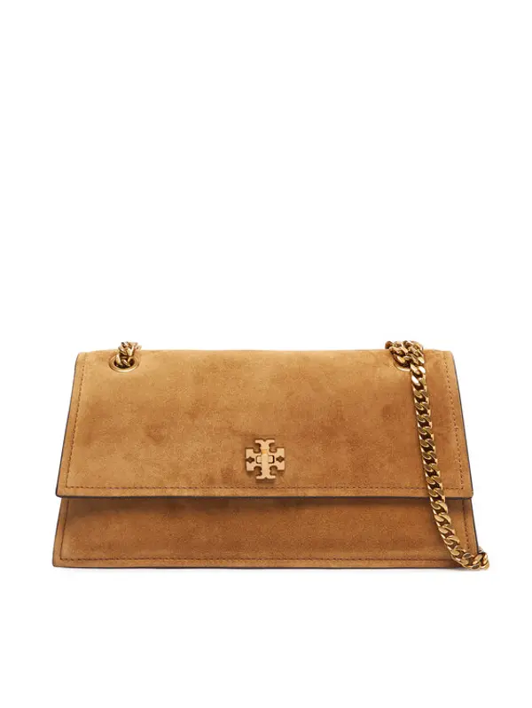 TORY BURCH Tory Burch Torbica Kira Turnlock Suede Shoulder Bag 178857 Smeđa