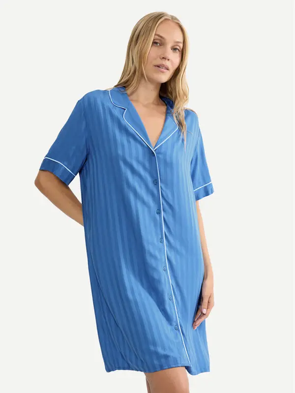 Triumph Triumph Spavaćica Amourette Jacquard 10227274 Plava Relaxed Fit