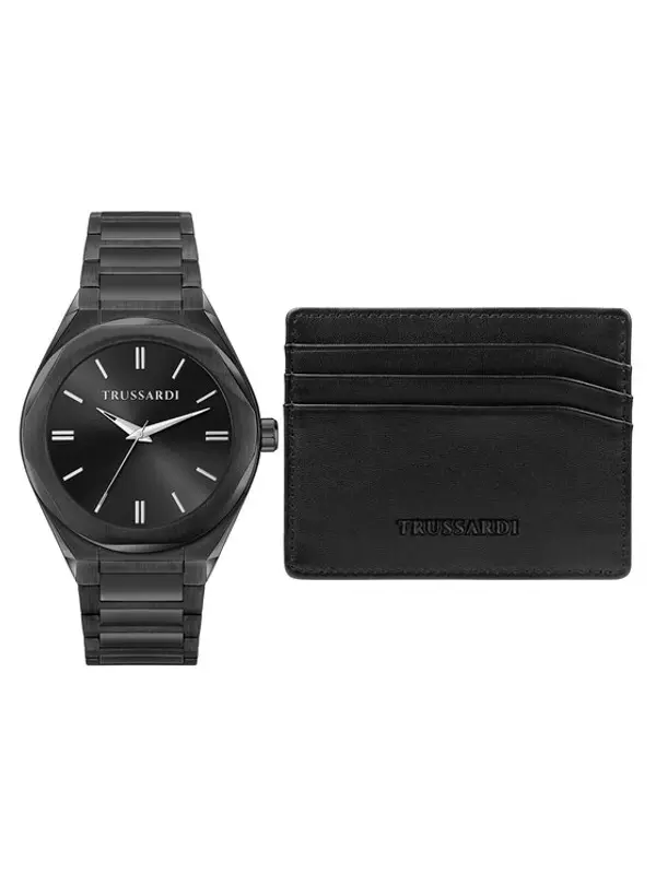 Trussardi Trussardi Set sat i etui za kartice R2453156007 Crna