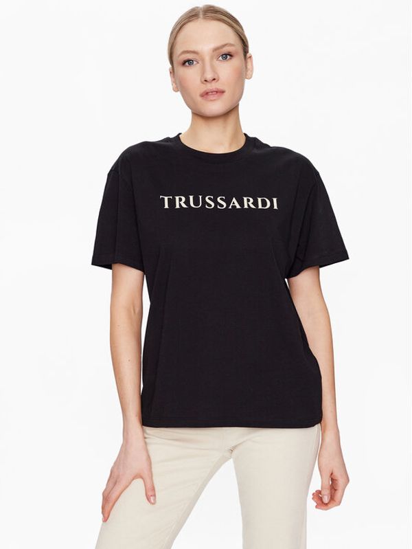 Trussardi Trussardi T-shirt Lettering Print 56T00565 Crna Regular Fit
