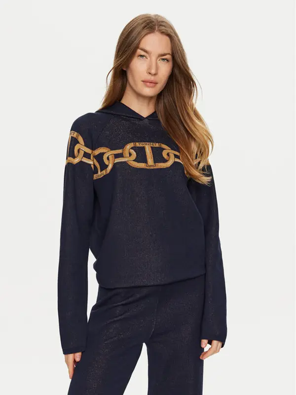 TWINSET TWINSET Džemper 241TP3520 Tamnoplava Loose Fit