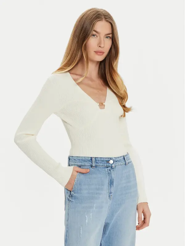 TWINSET TWINSET Džemper 242TP3132 Écru Slim Fit