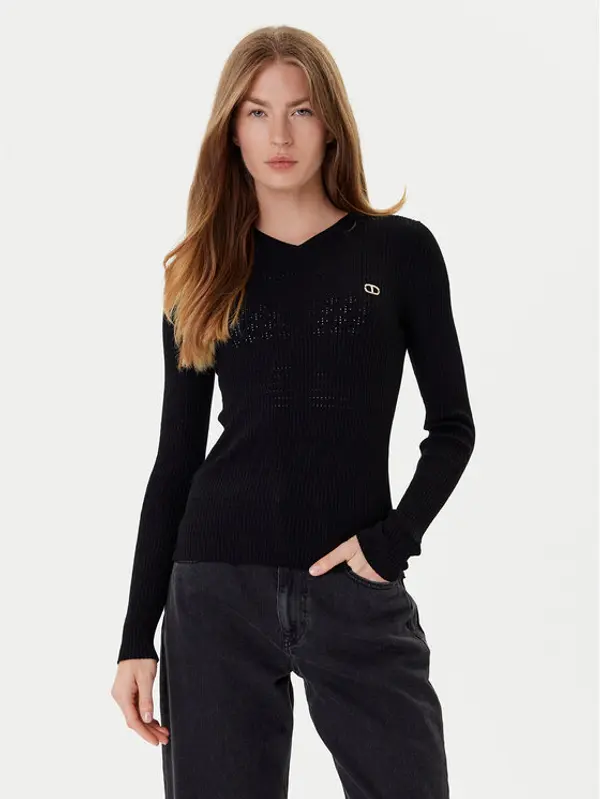 TWINSET TWINSET Džemper 252TP3241 Crna Slim Fit
