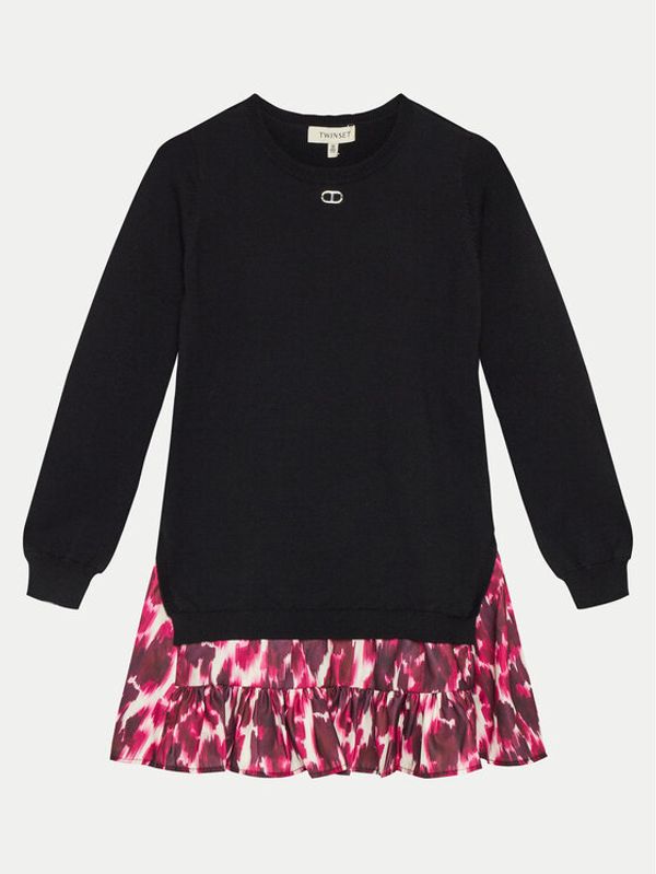 TWINSET TWINSET Džemper haljina 242GJ3150 Crna Loose Fit