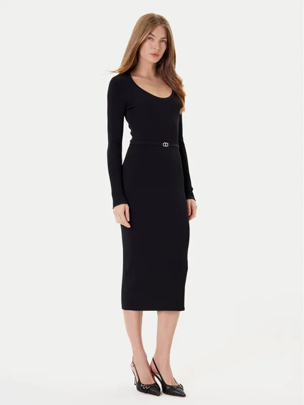 TWINSET TWINSET Džemper haljina 252TP3352 Crna Slim Fit