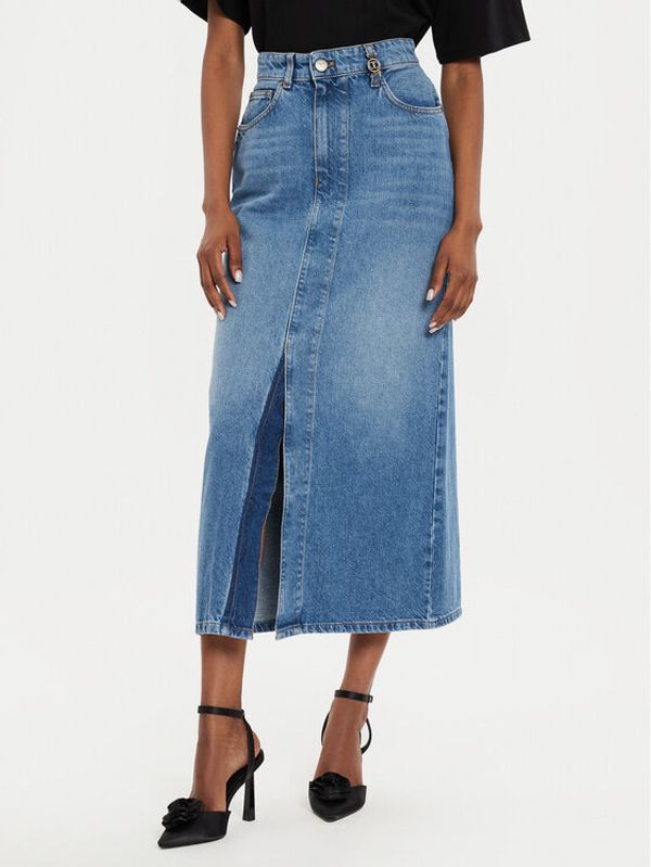 TWINSET TWINSET Jeans suknja 242TP2564 Plava Straight Fit