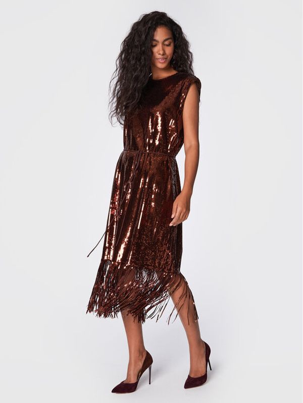 TWINSET TWINSET Koktel haljina 222TT205D Smeđa Regular Fit