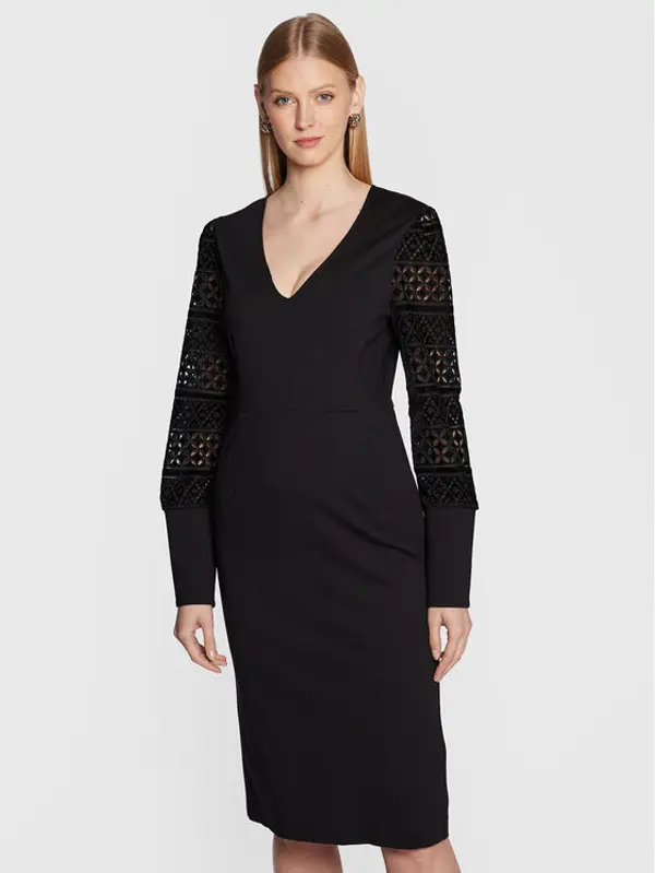 TWINSET TWINSET Koktel haljina 222TT2180 Crna Slim Fit