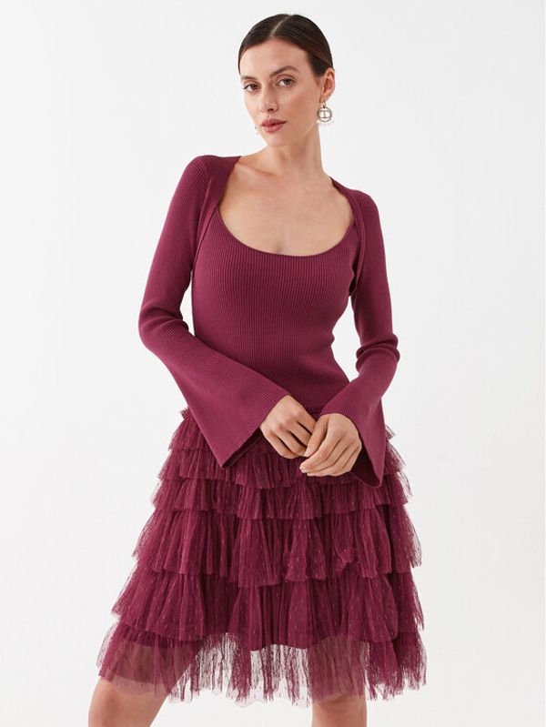 TWINSET TWINSET Koktel haljina 232TP3051 Tamnocrvena Regular Fit