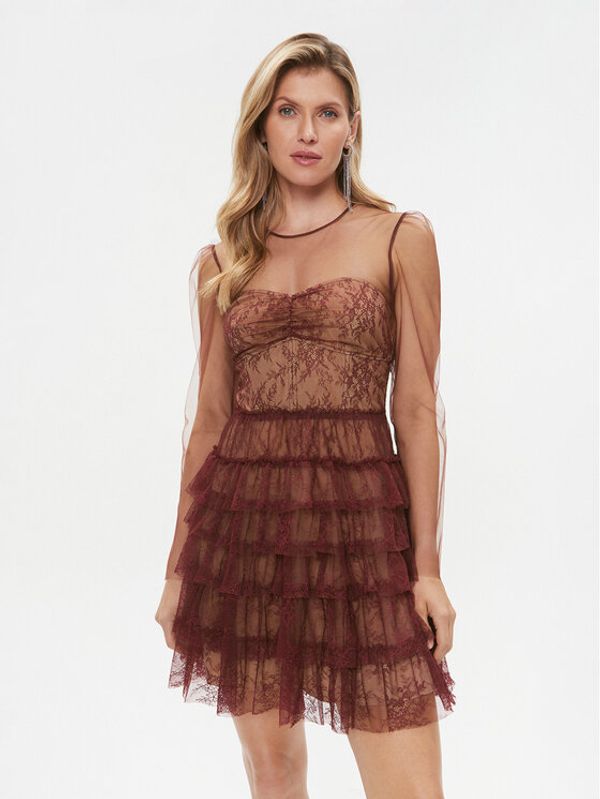 TWINSET TWINSET Koktel haljina 232TT2071 Tamnocrvena Regular Fit