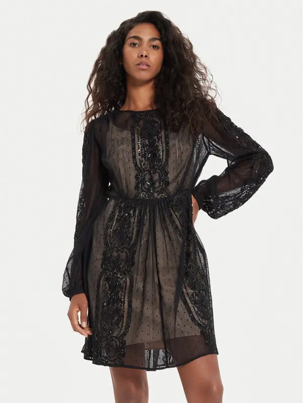 TWINSET TWINSET Koktel haljina 241TP2030 Crna Loose Fit