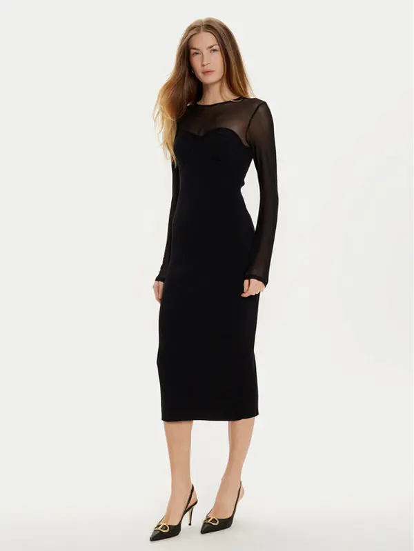 TWINSET TWINSET Koktel haljina 242AT3040 Crna Slim Fit
