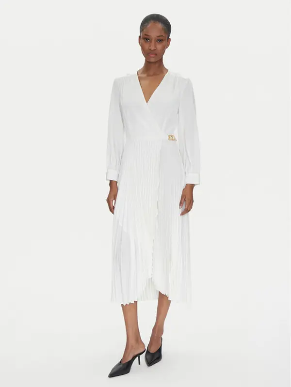 TWINSET TWINSET Koktel haljina 251TP2420 Écru Loose Fit