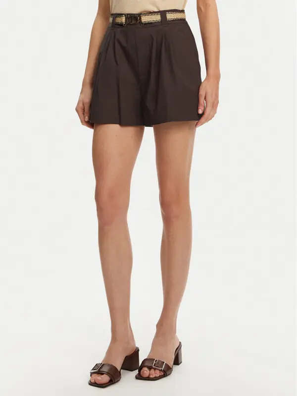 TWINSET TWINSET Kratke hlače 251TT2106 Smeđa Loose Fit