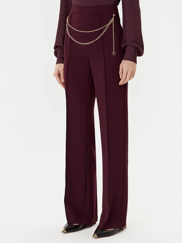 TWINSET TWINSET Palazzo hlače 252TP2281 Tamnocrvena Wide Leg
