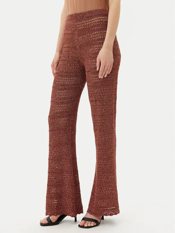 TWINSET TWINSET Pletene hlače 251TT3196 Smeđa Wide Leg