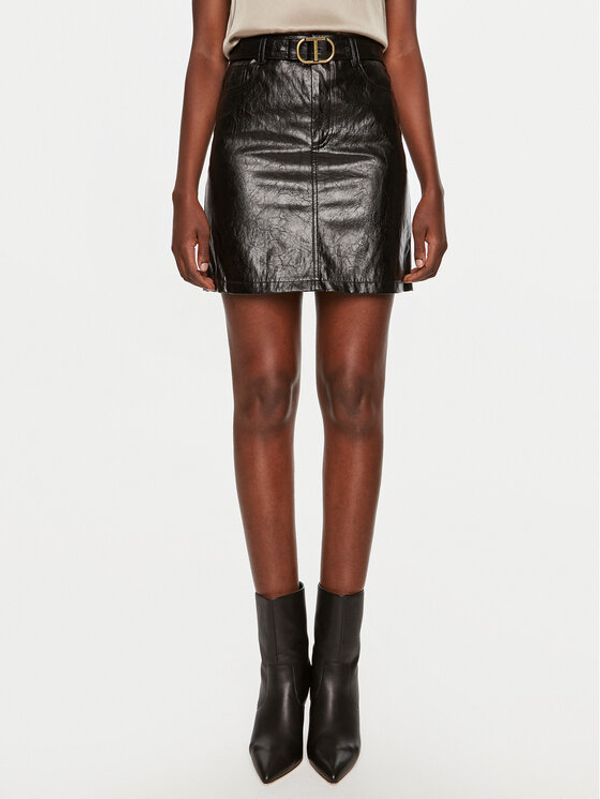 TWINSET TWINSET Suknja od imitacije kože 242TP2071 Crna Regular Fit