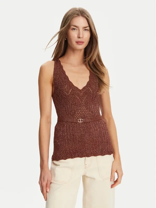 TWINSET TWINSET Top 251TT3195 Smeđa Slim Fit