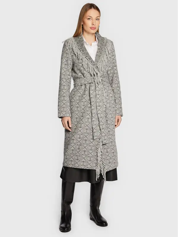 TWINSET TWINSET Vuneni kaput 222TT2290 Siva Regular Fit