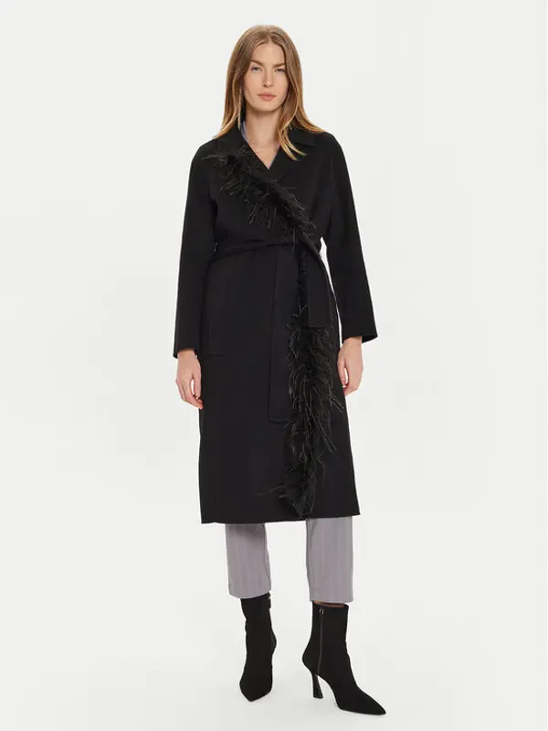 TWINSET TWINSET Vuneni kaput 242TP2065 Crna Regular Fit