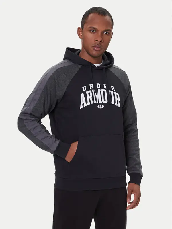 Under Armour Under Armour Majica dugih rukava Ua Rival Fleece Colorblock 6003958 Crna Loose Fit