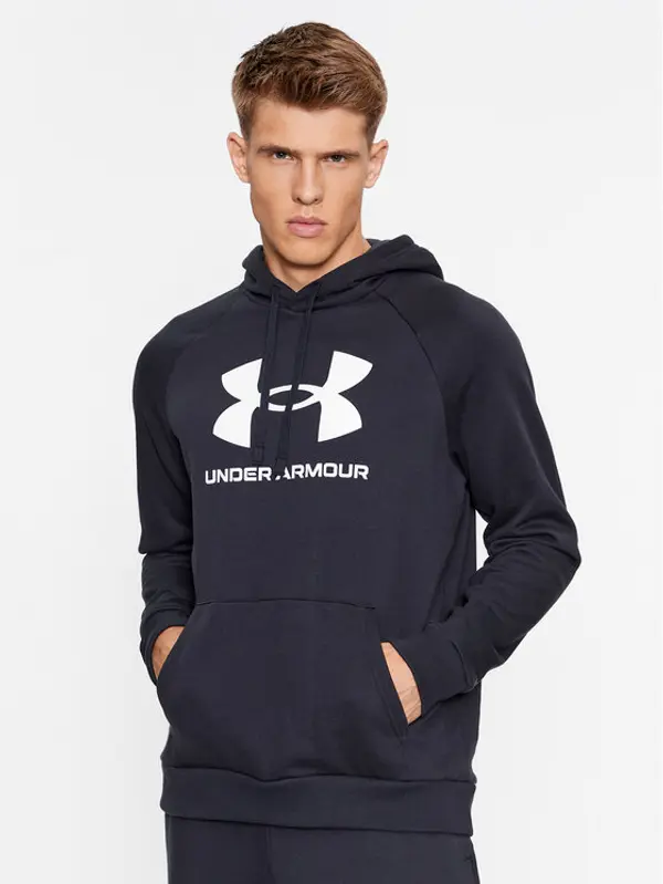 Under Armour Under Armour Majica dugih rukava Ua Rival Fleece Logo Hd 1379758 Crna Loose Fit