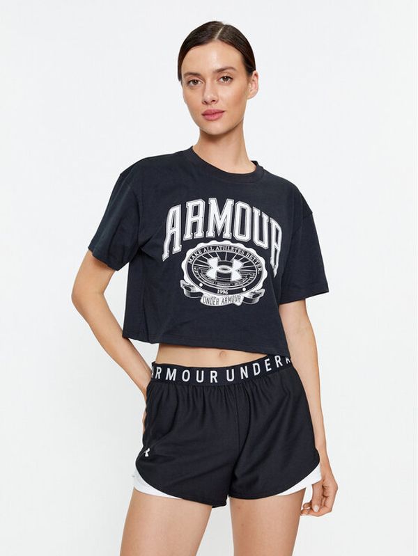 Under Armour Under Armour T-shirt Ua Collegiate Crest Crop Ss 1379402 Crna Loose Fit