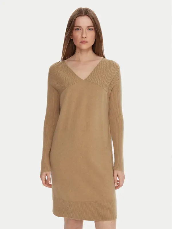 United Colors of Benetton United Colors Of Benetton Džemper haljina 1044DV02C Bež Relaxed Fit